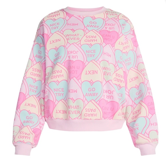 Wound Up Women’s Pink Candy Hearts Graphic Sweatshirt Size Medium NWT - Picture 8 of 8